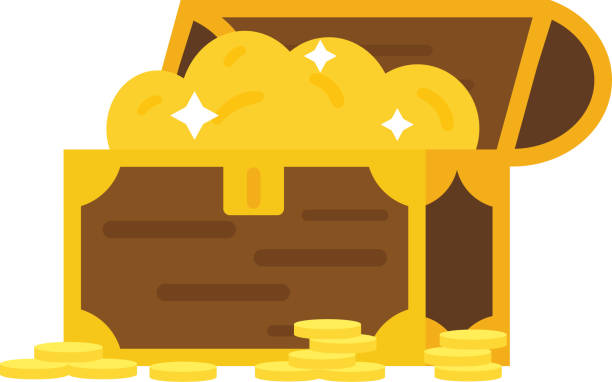 ilustrações de stock, clip art, desenhos animados e ícones de treasure chest vector illustration. - jewelry paper currency gold currency