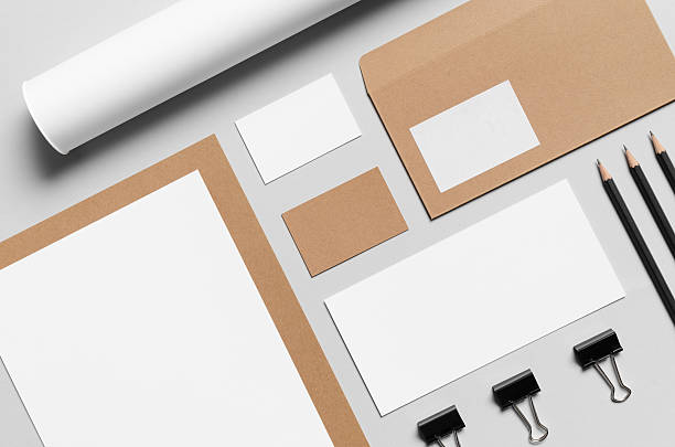 istock Branding / Stationery Mock-Up - Kraft & White 587784568