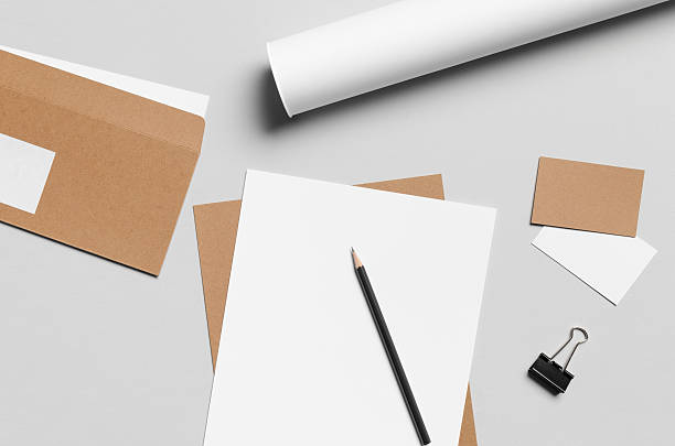 istock Branding / Stationery Mock-Up - Kraft & White 587784650