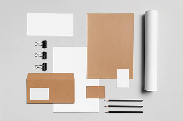 istock Branding / Stationery Mock-Up - Kraft & White 587784928