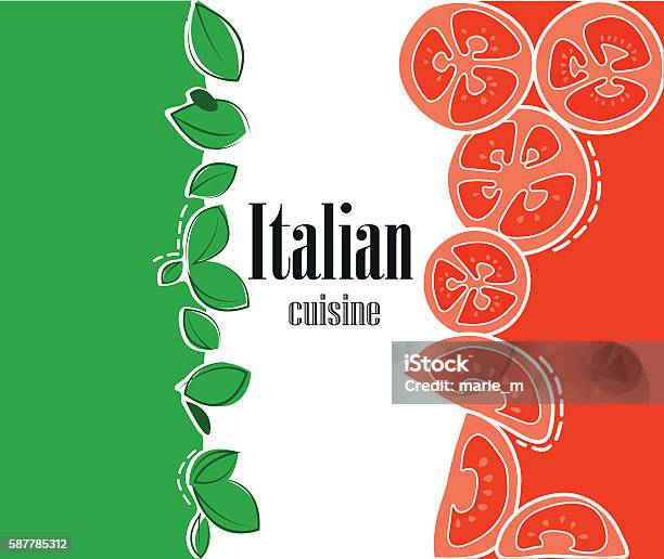 Italian Flag And Cuisine Stock Illustration - Download Image Now - Italy, Italian Culture, Italian Food
