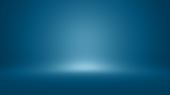 Conceptual image representing template blue background.. A empty interior colored wall with light effect
