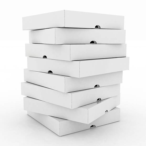 Boxes for pizza on white background stock photo