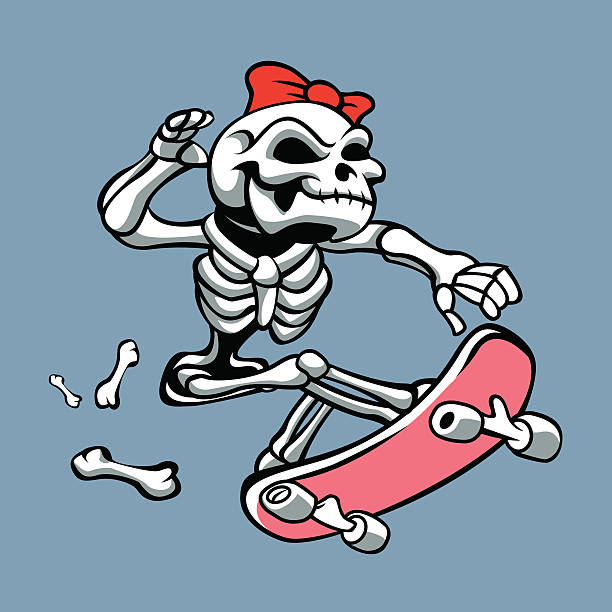 Skull girl ride a skateboard Skull girl ride a skateboard.vector illustration. skater girl stock illustrations
