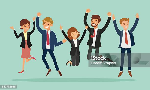 Business People Jumping Celebrating Success Cartoon Illustration Stock  Illustration - Download Image Now - iStock
