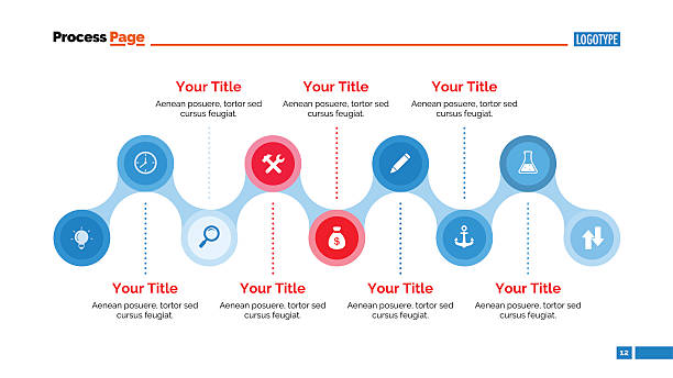 ilustrações de stock, clip art, desenhos animados e ícones de timeline diagram slide template - ângulo agudo