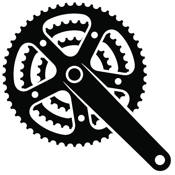 fahrrad zahnrad kettenkurbel kurbelset symbol - kurbel stock-grafiken, -clipart, -cartoons und -symbole