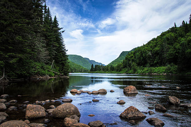 istock Panoramic view of Jacques Cartier River 587795380