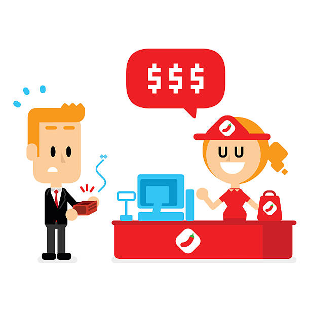 Grumpy Cashier Angry Cashier Cartoon