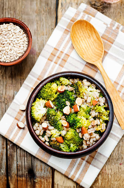 istock broccoli almonds barley porridge 587801542
