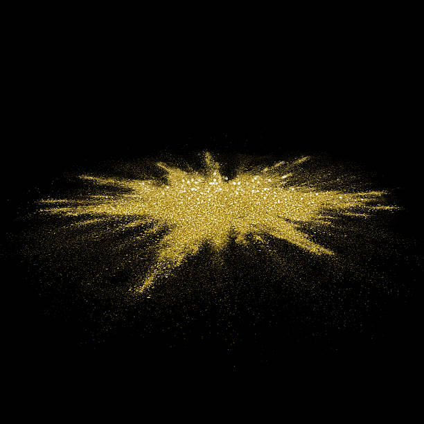 istock Gold glitter powder scattered on black background. 587803068
