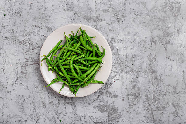 French bean in white plate