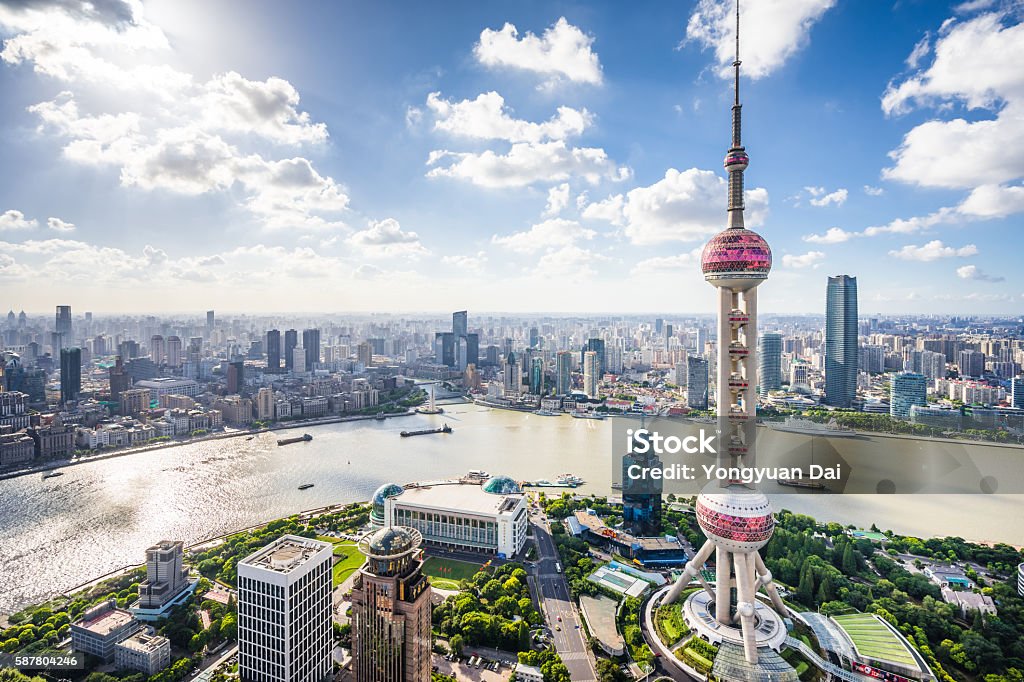 Shanghai Skyline Aerial view of modern skyscrapers in Shanghai. Shanghai Stock Photo