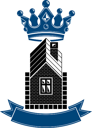 Vector house, imperial blazon with vector stylish dimensional crown