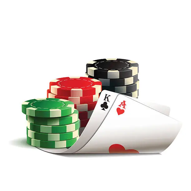 Vector illustration of Casino chips and cards.