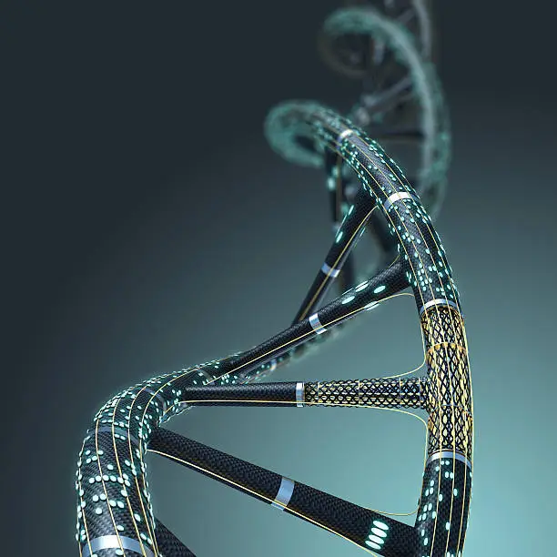 Photo of Artificial DNA molecule, the concept of artificial intelligence,