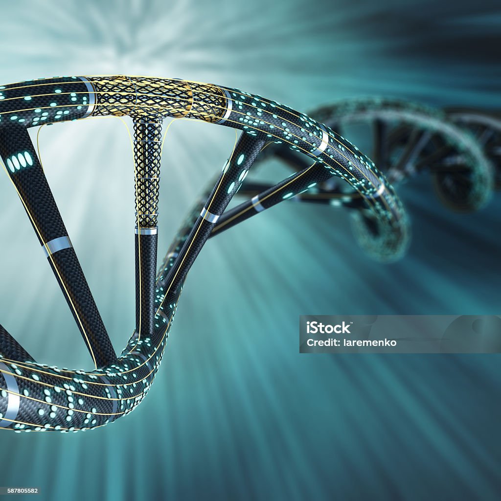 Molecola di DNA artificiale, il concetto di intelligenza artificiale, - Foto stock royalty-free di DNA
