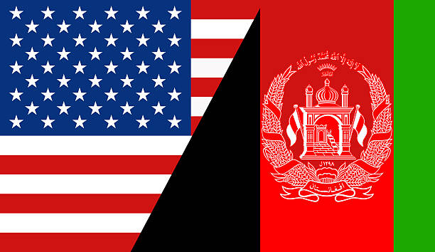 istock flag - USA and Avganistan 587806336