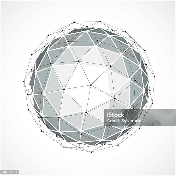 3d Vector Digital Wireframe Spherical Object Made Using Triangles Stock ...