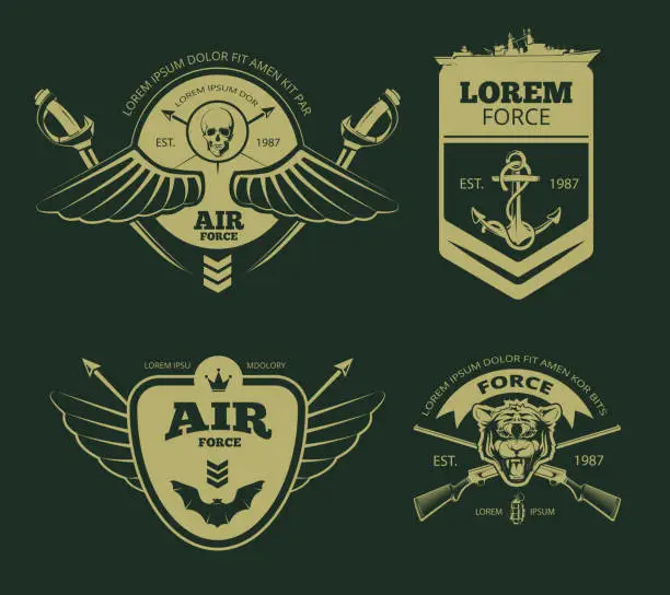 Vector illustration of Color military vector patches