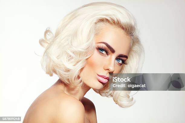 Platinum Blonde Stock Photo - Download Image Now - Women, Blond Hair, Retro Style