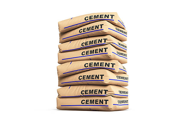 istock Cement bags. Paper sacks isolated on white background. 3d rendering 587810938