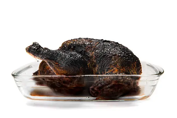 Photo of Burnt Chicken on white