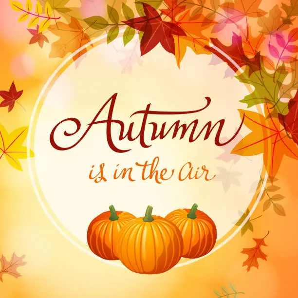 Vector illustration of Autumn Comes with Pumpkins