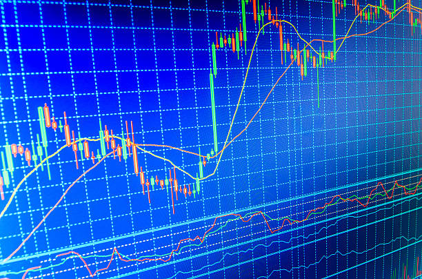 istock Stock market graph and bar chart price display 587813530