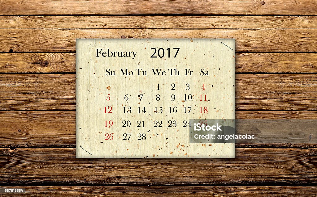 calendar February  2017 calendar February  2017 on wood 2017 Stock Photo