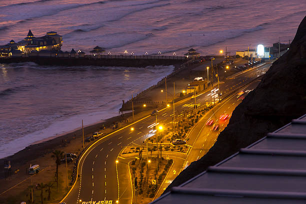 istock View coast of Pacific in Miraflores (Lima Peru) at nightfall 587813986