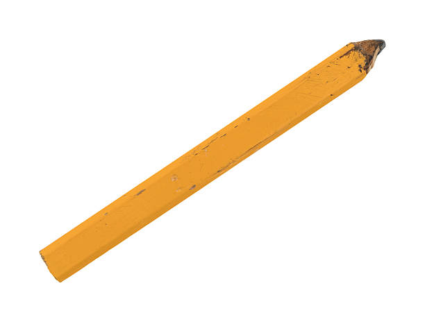 istock Used carpenter pencil on a white background 587815322