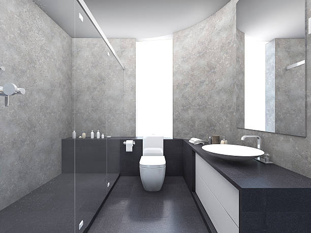 istock 3d rendering modern loft toilet with bright atmosphere 587815398