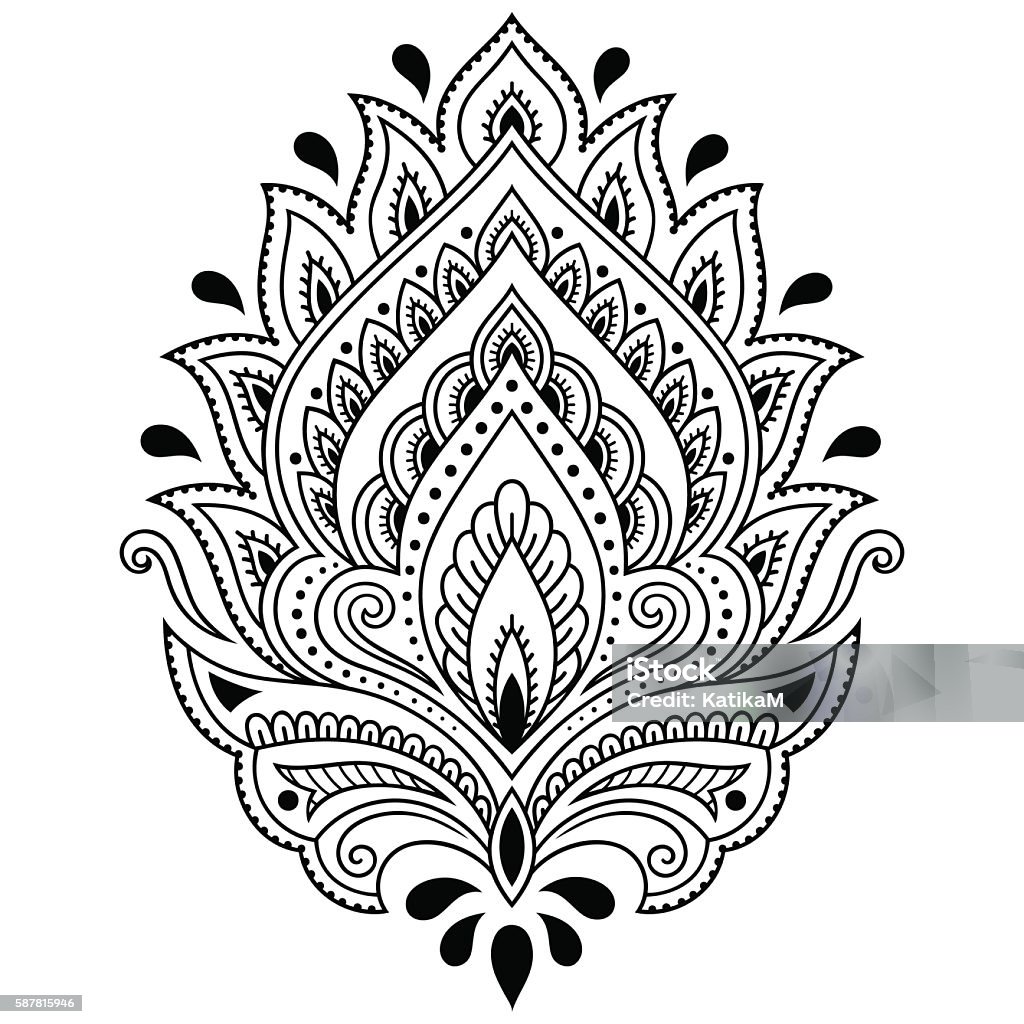 Henna tattoo flower template in Indian style. Ethnic  paisley Lotus. Henna tattoo flower template in Indian style. Ethnic  floral paisley - Lotus. Mehndi style. Abstract stock vector