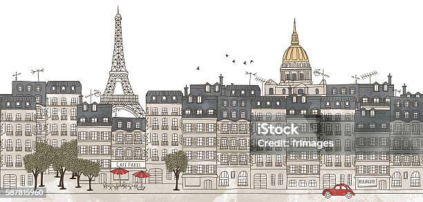 Paris France Seamless Banner Of Pariss Skyline Stock Illustration - Download Image Now - Paris - France, Street, France