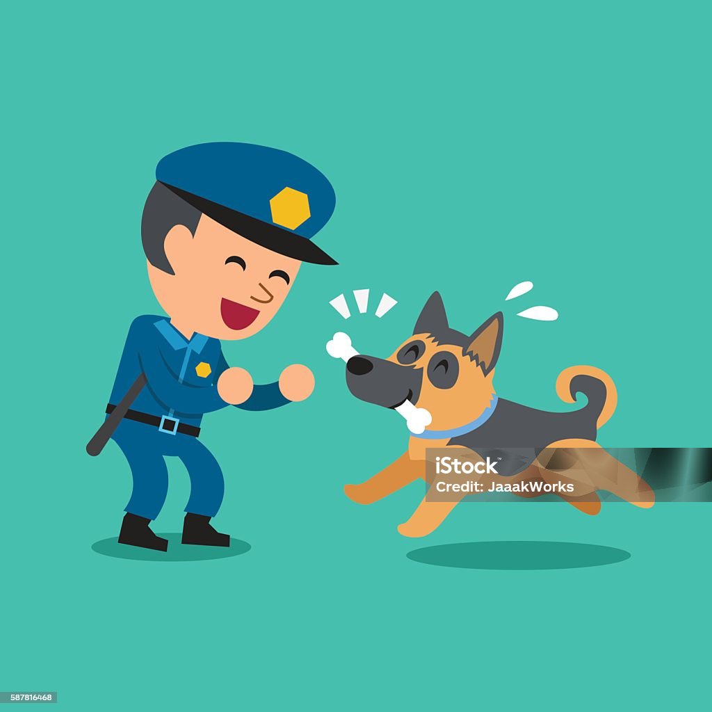 Ilustración de Policía Guardia De Seguridad De Dibujos Animados Jugando Con  Perro Guardián De La Policía y más Vectores Libres de Derechos de Cuerpo de  policía - iStock