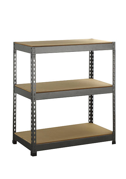 istock Metal industrial storage shelves 587816992