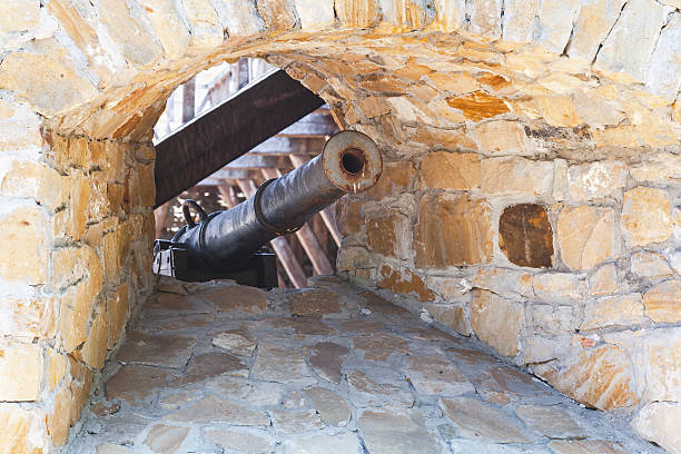 istock Old cast-iron cannon in fortress 587817248