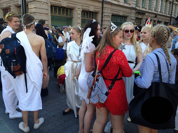 Helsinki Freshers' Week Helsinki, Uusimaa, Finland, 21st August 2015: Student Freshmen (First Year students') festivities happening in downtown Helsinki mcdermp stock pictures, royalty-free photos & images