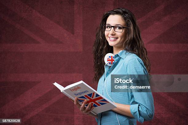 Beautiful Student Girl Posing With Notebooks Stock Photo - Download Image Now - England, English Culture, Learning