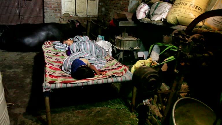 Rural children sleeping peacefully at home