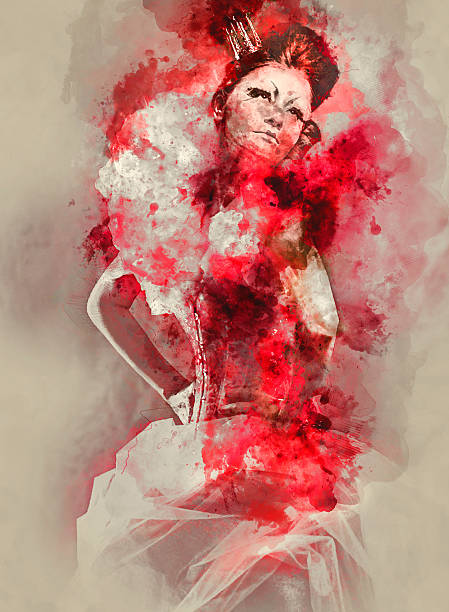 Red Queen Digital watercolor painting of a Red Queen gothic art stock illustrations