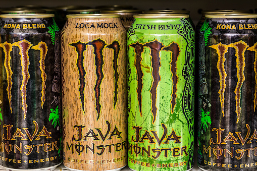 Indianapolis, US - August 10, 2016: Monster Beverage Display. Monster Corporation manufactures energy drinks including Monster Energy II
