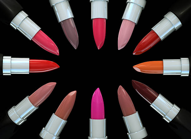 istock Set of lipsticks in a circle isolated on black. 587880286