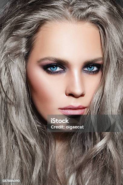 Messy Hairstyle Stock Photo - Download Image Now - Gray Hair, Women, White Hair
