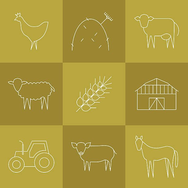 bildbanksillustrationer, clip art samt tecknat material och ikoner med farming icons. - horse net hay