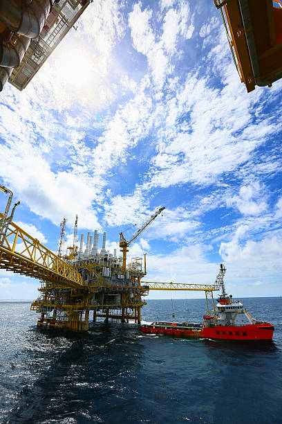 istock Offshore construction platform for production oil and gas 587887798