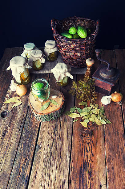 istock Preparation of pickles in jars 587889182