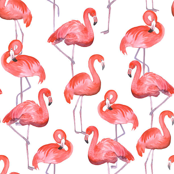 istock Pink flamingo seamless 587890676