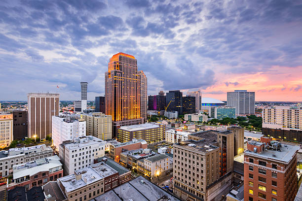 New Orleans Skyline New Orleans, Louisiana, USA CBD skyline at night. new orleans photos stock pictures, royalty-free photos & images